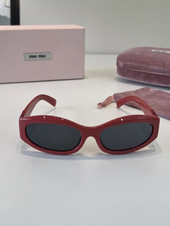 Miu Miu Red Oval Sunglasses with Dark Lonses main image 5